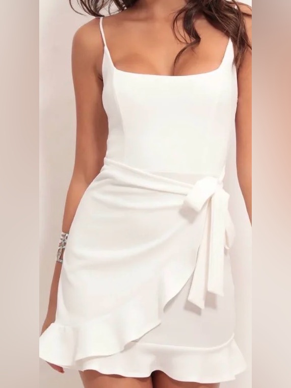 Lucy In The Sky White One-Shoulder Tie-Waist Mini Dress